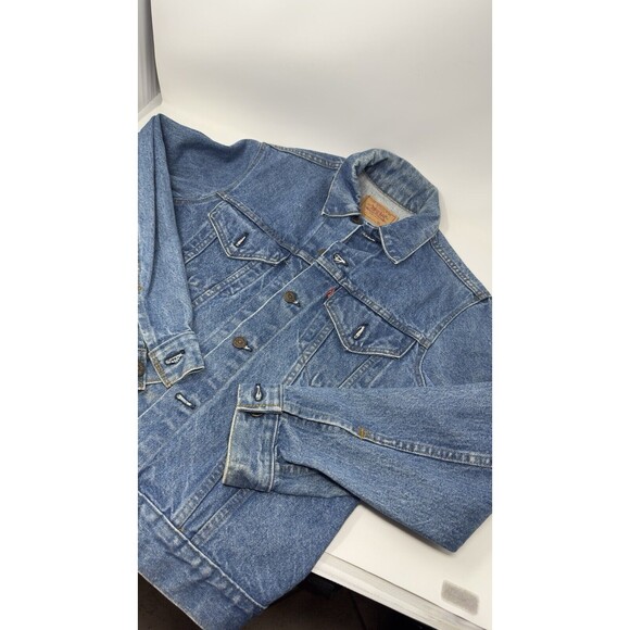 VTG Levis Denim Trucker Jacket Men’s Made In USA Large red  Tab size 38 paper - Picture 8 of 11